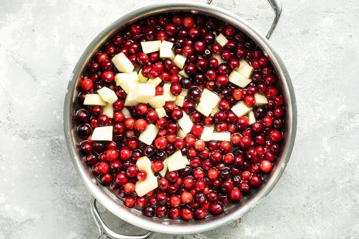 Apples cranberry cranberries stir culinary saucepan culinaryhill cinnamon boil dissolved occasionally salt Cranberry sauce with apples
