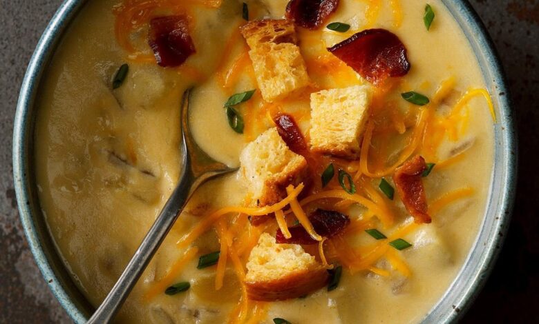 Creamy cheddar cheese soup