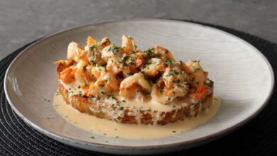 Creamy garlic shrimp toast