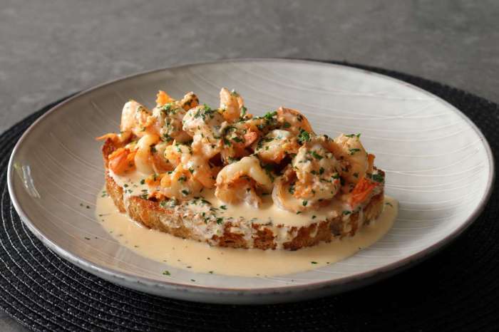 Creamy garlic shrimp toast