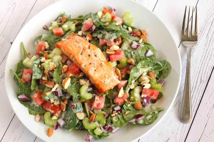 Creamy salmon salad with mayo