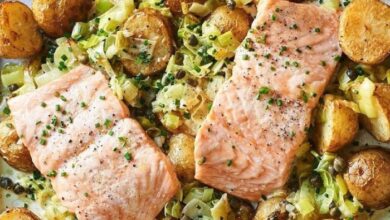 Creamy salmon and leek pasta