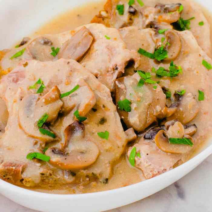 Baked pork chops in mushroom sauce