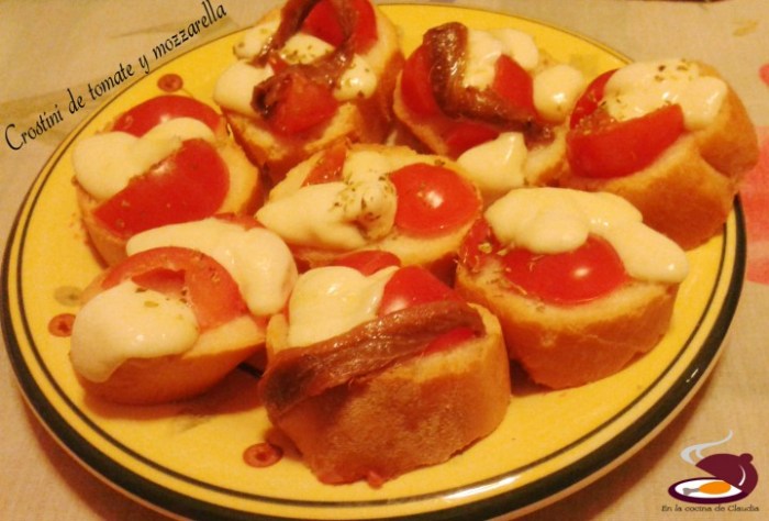 Tomato crostini mozzarella myeclecticbites