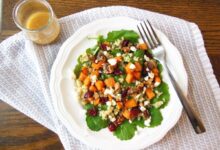 Roasted sweet potato quinoa salad