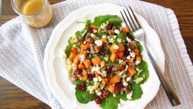 Roasted sweet potato quinoa salad