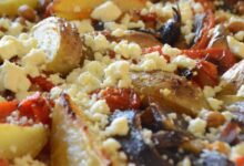 Sheet pan vegetable dinner with feta