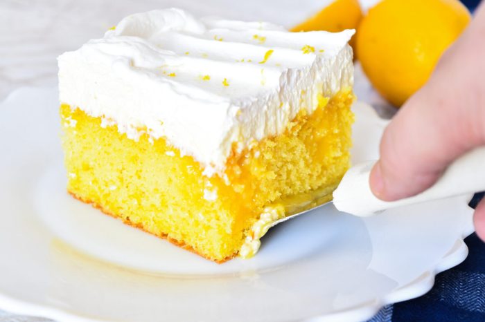 Lemon curd poke cake