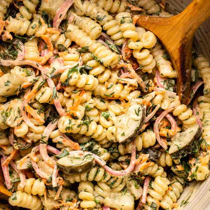 Dill pickle pasta salad