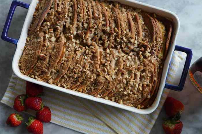 Easy overnight pancake casserole with streusel topping