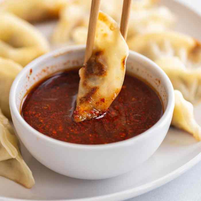 Homemade potsticker sauce with garlic and ginger