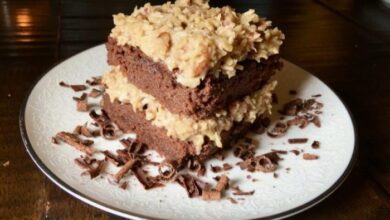 German cake chocolate icing homemade recipe frosting scratch isavea2z food recipes cakes choose board fruity traybake bbcgoodfoodme source