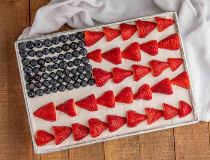 Decorating a flag cake