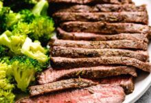 Flat iron steak and spinach salad