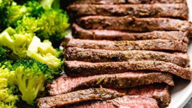 Flat iron steak and spinach salad