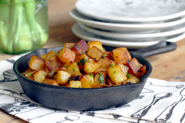 Steves famous garlic home fries