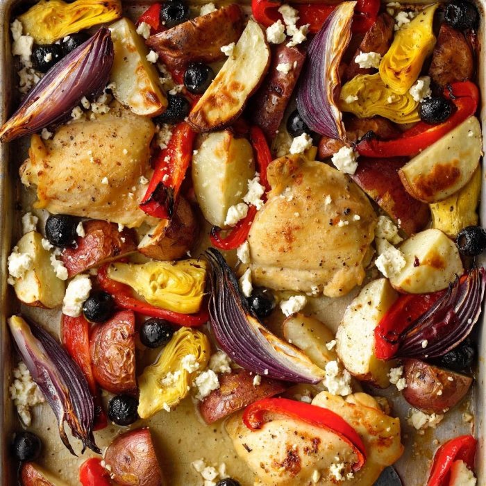 Easy sheet pan greek chicken