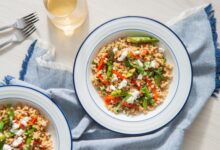 Farro salad with asparagus and parmesan