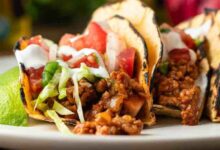 Poblano and ground pork tacos