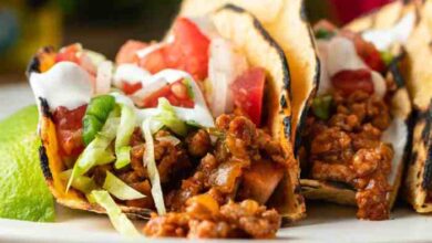 Poblano and ground pork tacos