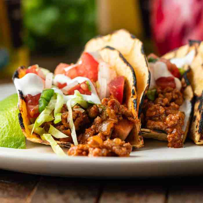 Poblano and ground pork tacos