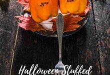 Stuffed jack o lantern bell peppers