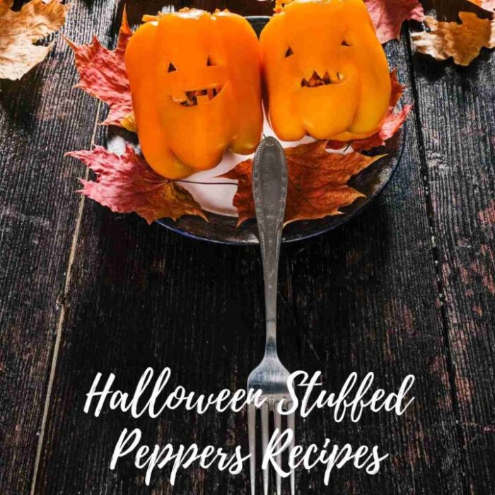 Stuffed jack o lantern bell peppers