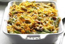 Green bean casserole with fresh beans