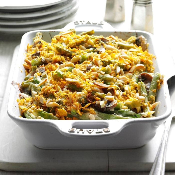 Green bean casserole with fresh beans