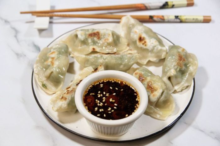 Homemade potsticker sauce with garlic and ginger