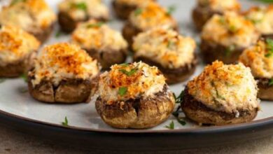 Crab and lobster stuffed mushrooms