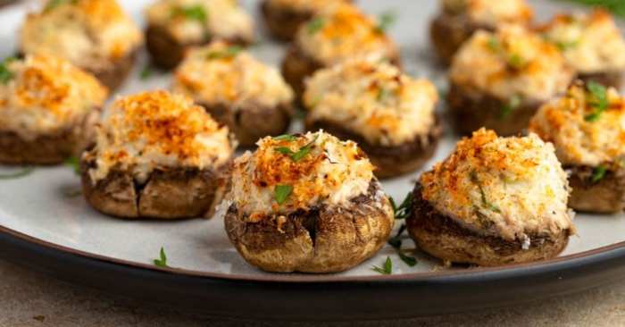 Crab and lobster stuffed mushrooms