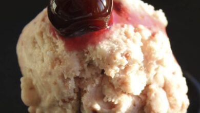 Homemade cherry ice cream