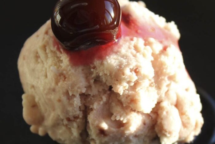 Homemade cherry ice cream