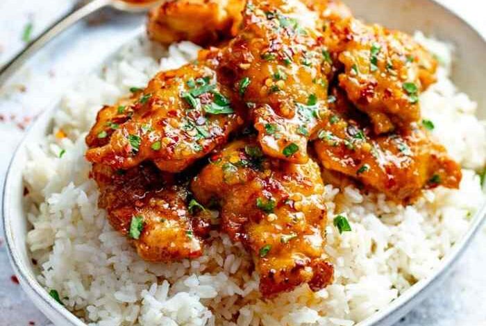 Honey garlic sesame chicken