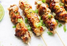 Grilled pesto chicken kabobs