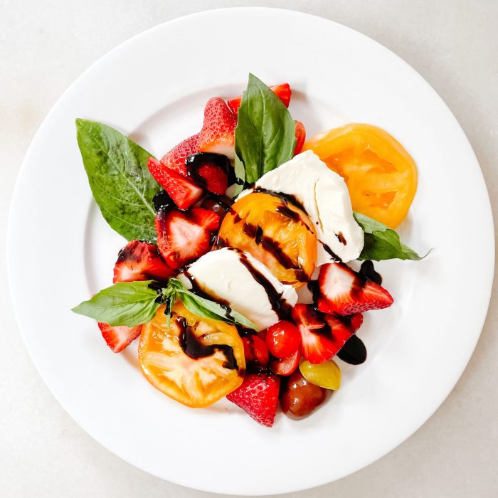 Strawberry tomato caprese salad