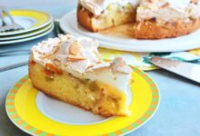 German rhubarb meringue cake