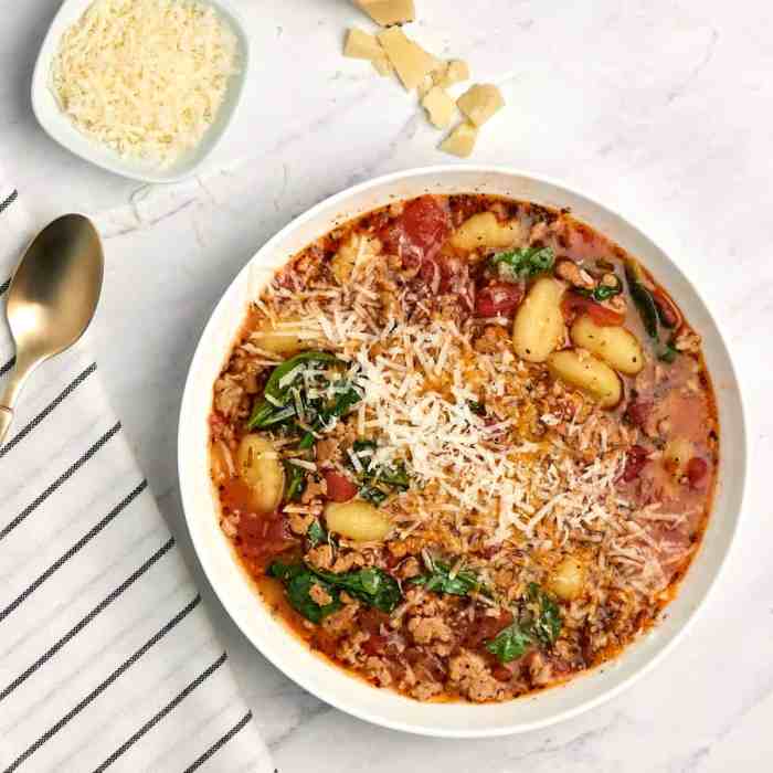 Italian sausage and gnocchi soup with fresh basil