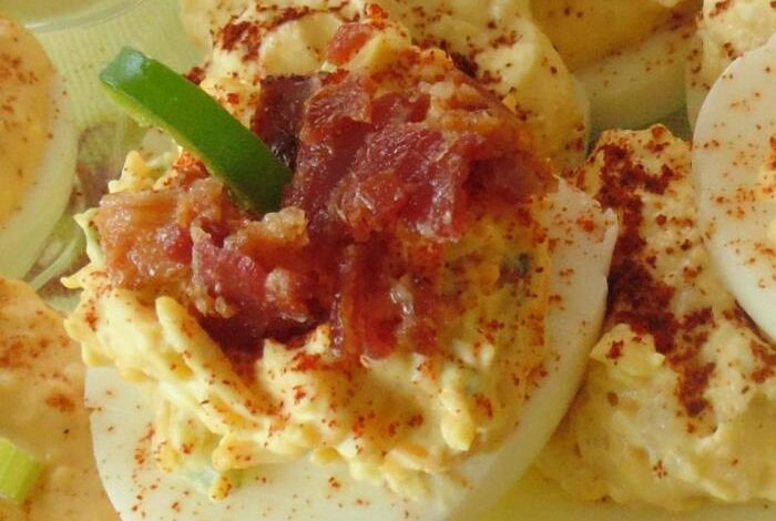 Jalapeno bacon cheddar deviled eggs