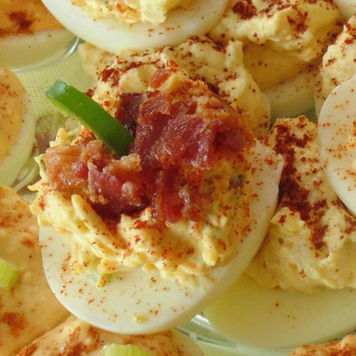 Jalapeno bacon cheddar deviled eggs