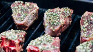 Grilled garlic and rosemary lamb loin chops