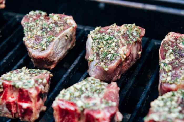 Grilled garlic and rosemary lamb loin chops