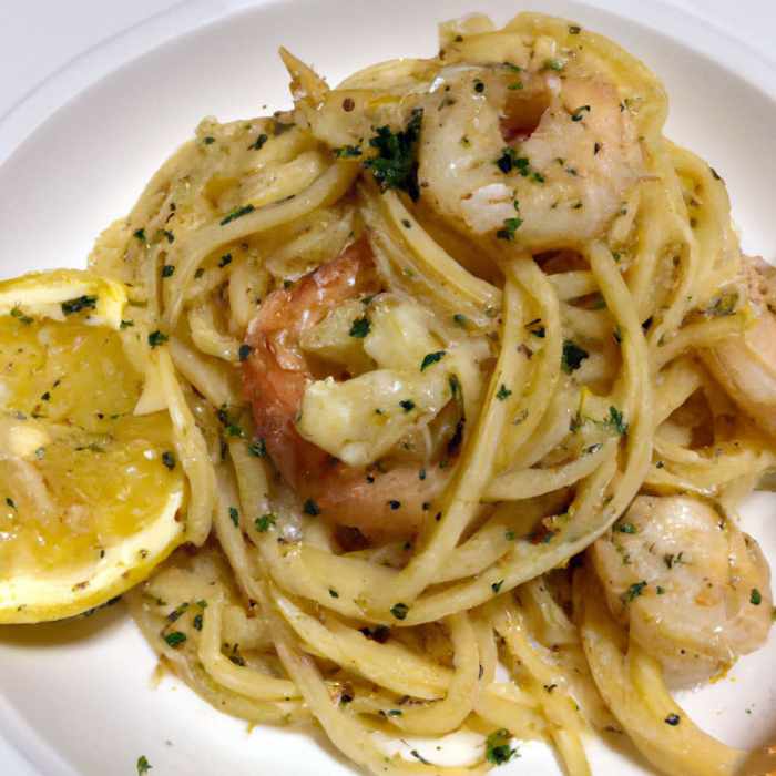 Shrimp pasta with lemon butter sauce