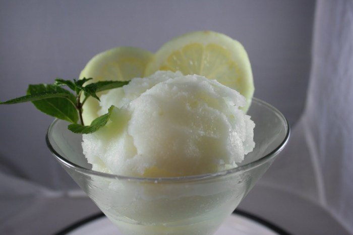 Limoncello lemon sorbet with or without mint