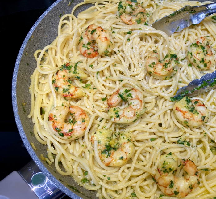 Last minute lemon spaghetti and shrimp