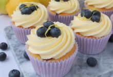 Lemon blueberry cupcakes with blueberry lemon buttercream frosting