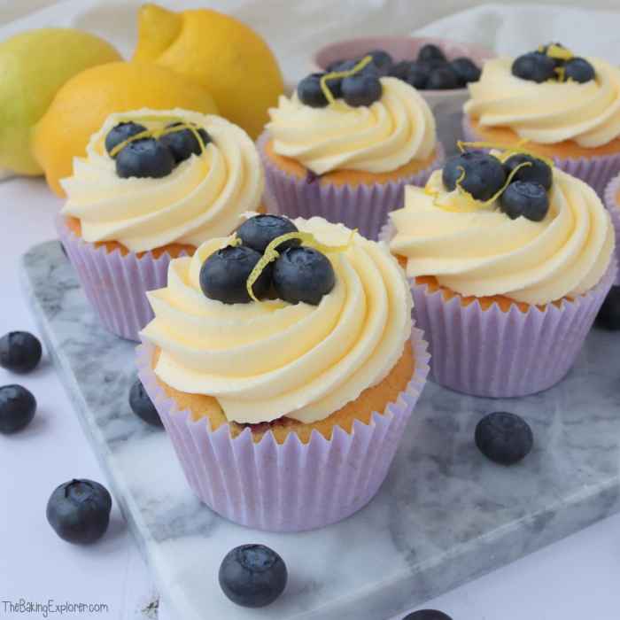 Lemon blueberry cupcakes with blueberry lemon buttercream frosting