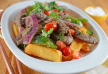 Lomo saltado peruvian steak stir fry