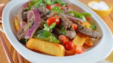 Lomo saltado peruvian steak stir fry